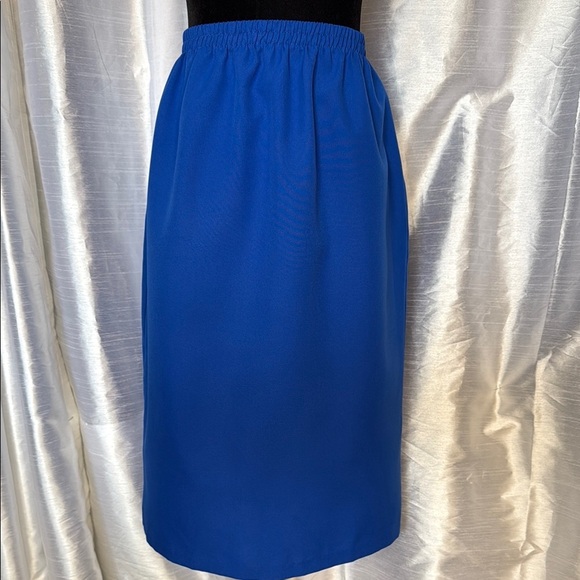 Vicki Wayne Vintage Women’s 14 Royal Blue A-Line Elastic Waist Midi Skirt - Picture 1 of 6